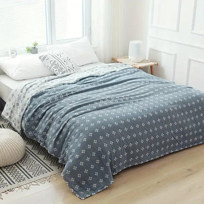 Comfortabele katoenen deken met ruit- en stipmotief