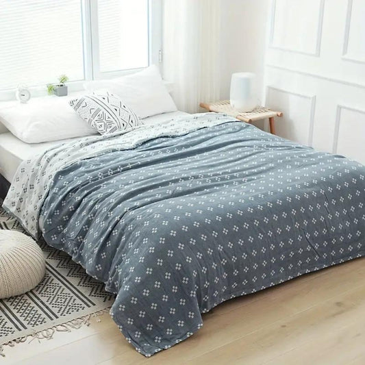 Comfortabele katoenen deken met ruit- en stipmotief