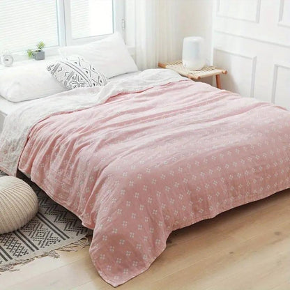 Comfortabele katoenen deken met ruit- en stipmotief