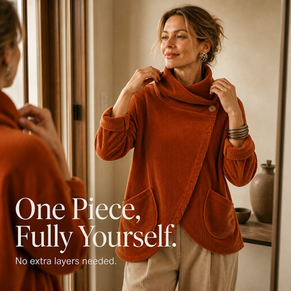 Corduroy jasje met asymmetrische overslagkraag
