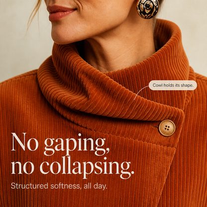Corduroy jasje met asymmetrische overslagkraag
