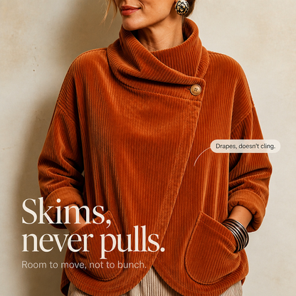 Corduroy jasje met asymmetrische overslagkraag