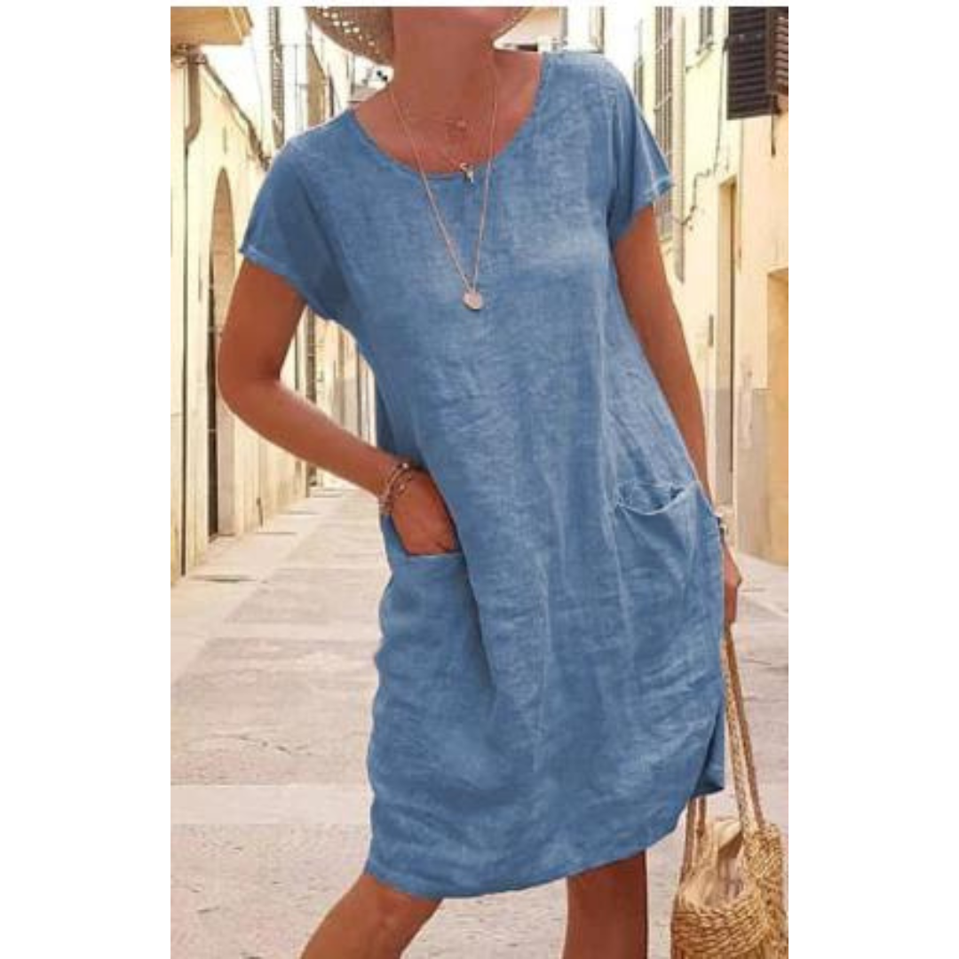 Image of Corrie | Dames Casual Midi Jurk met Korte Mouwen