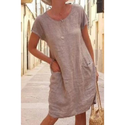 Image of Corrie | Dames Casual Midi Jurk met Korte Mouwen