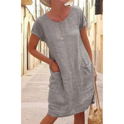Image of Corrie | Dames Casual Midi Jurk met Korte Mouwen