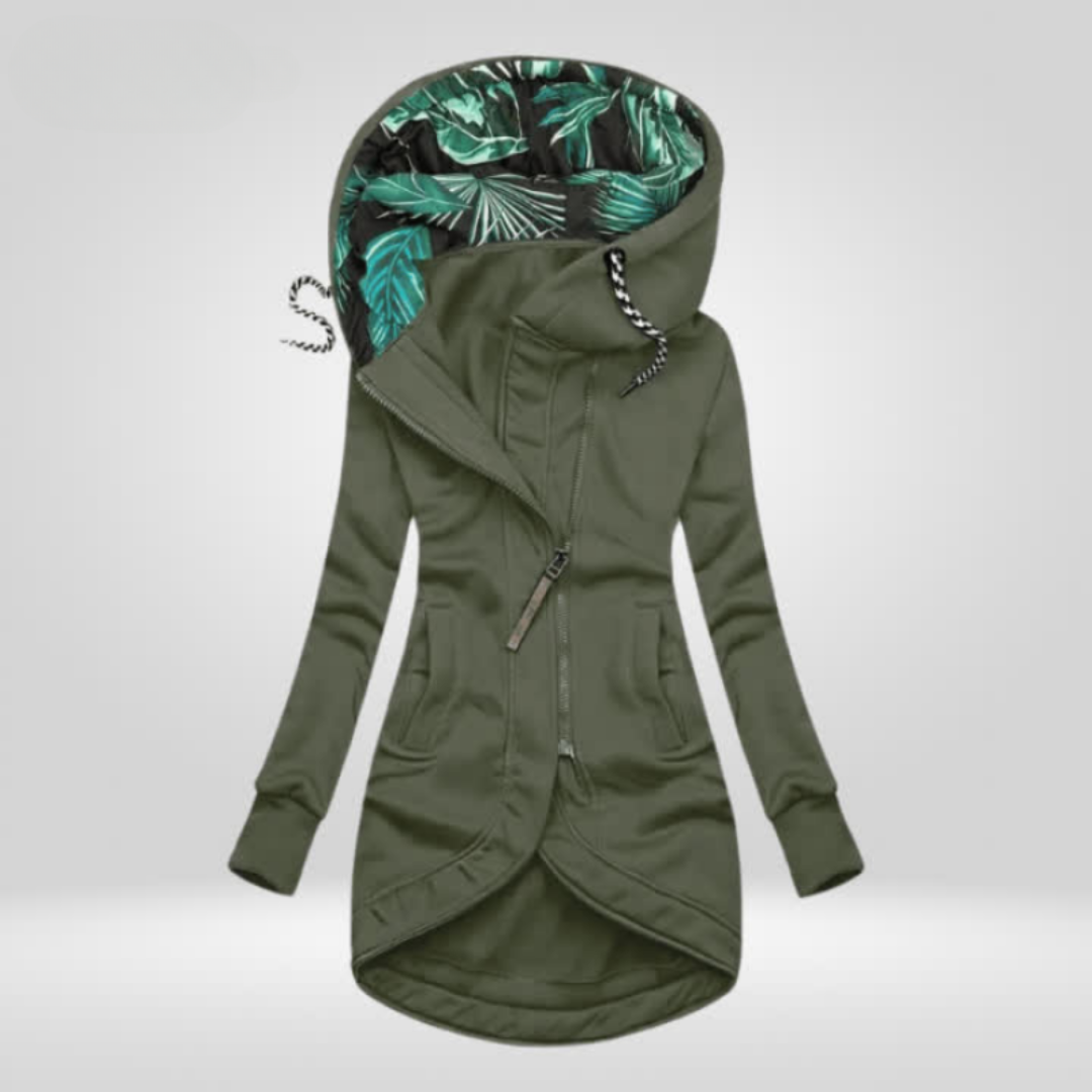 Image of Dames Asymmetrische Jas met Capuchon