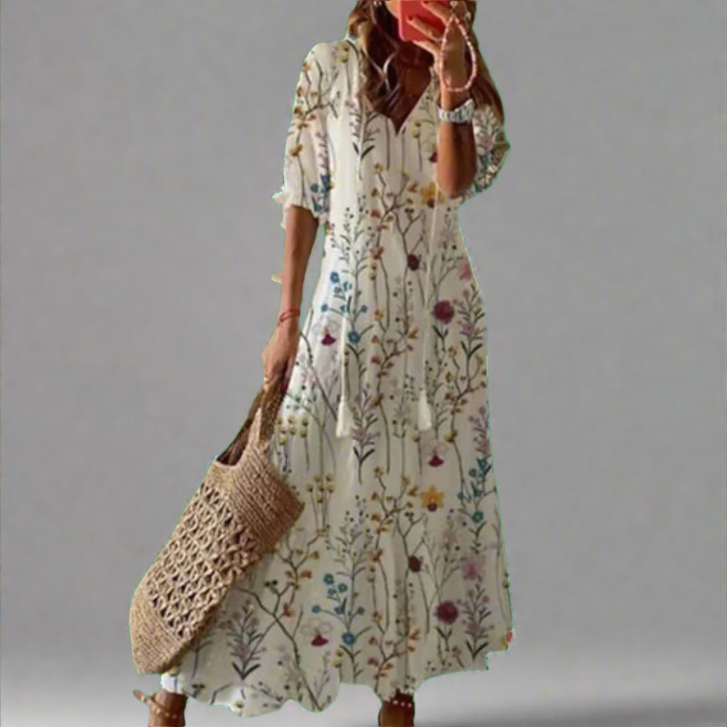 Image of Dames Bloemen A-lijn Maxi Jurk