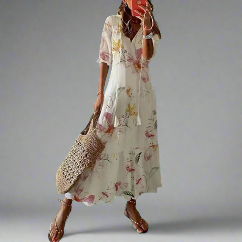 Image of Dames Bloemen A-lijn Maxi Jurk