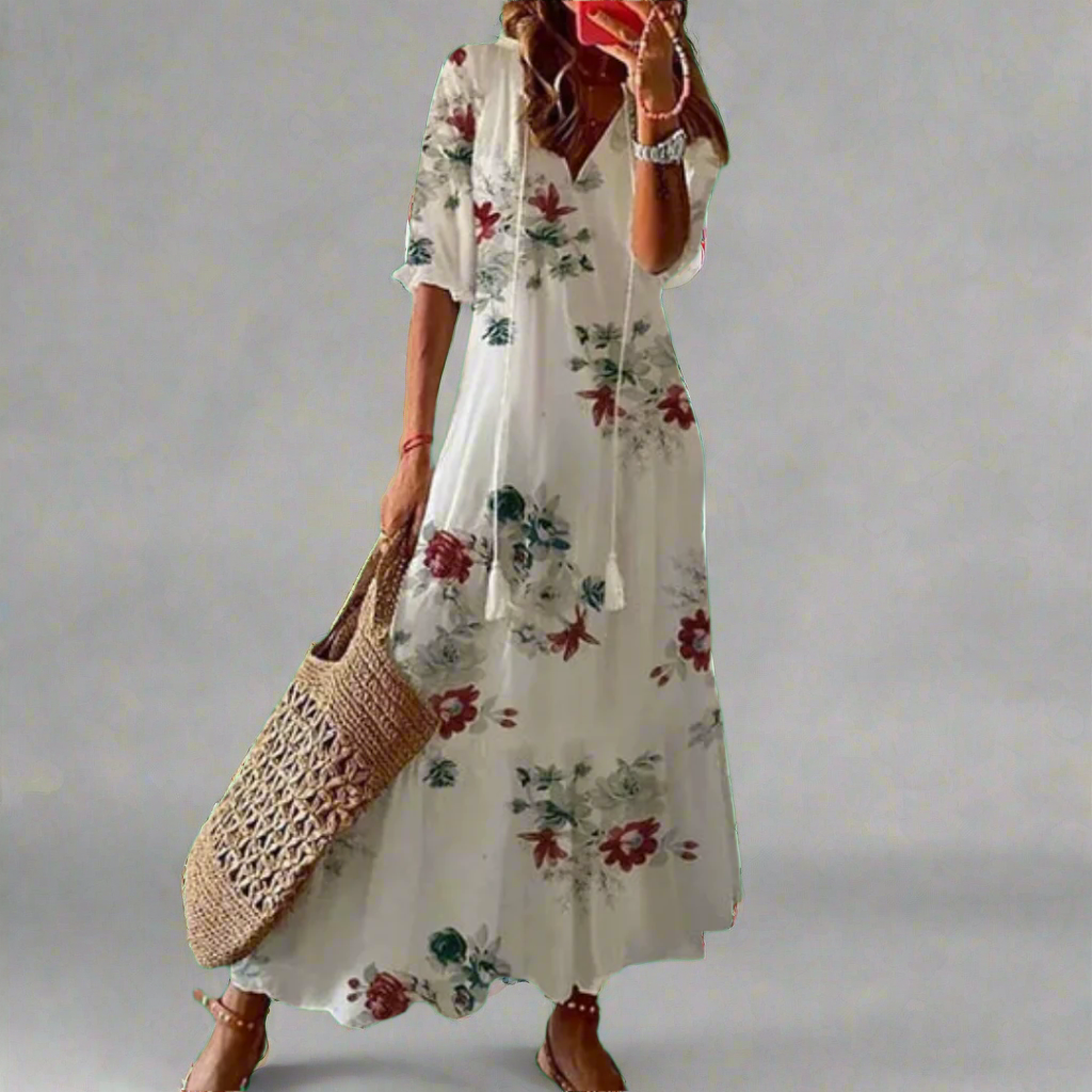 Image of Dames Bloemen A-lijn Maxi Jurk