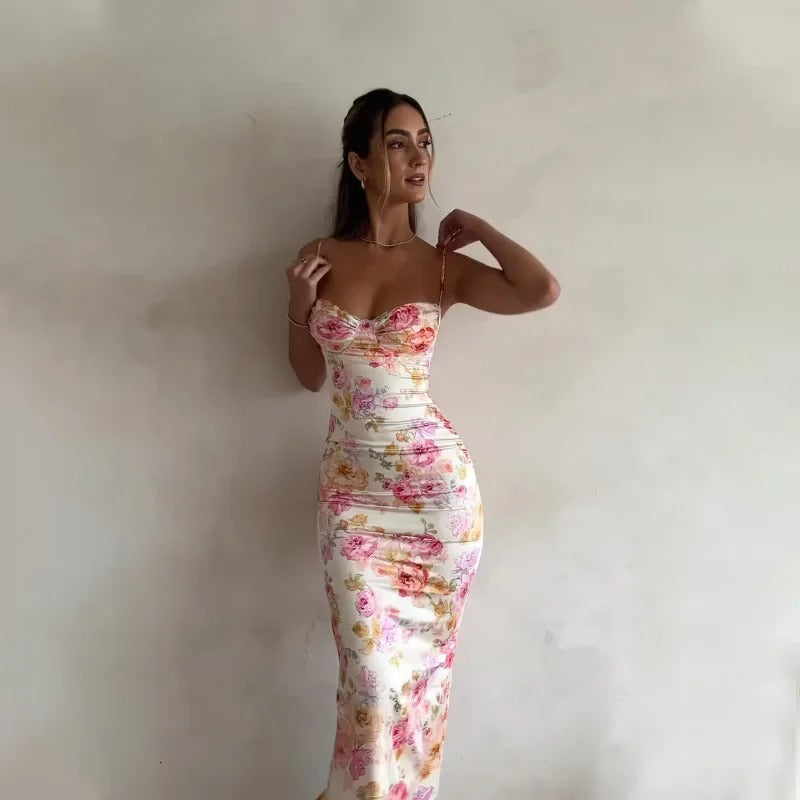 Image of Dames Bloemen Bodycon Midi Jurk