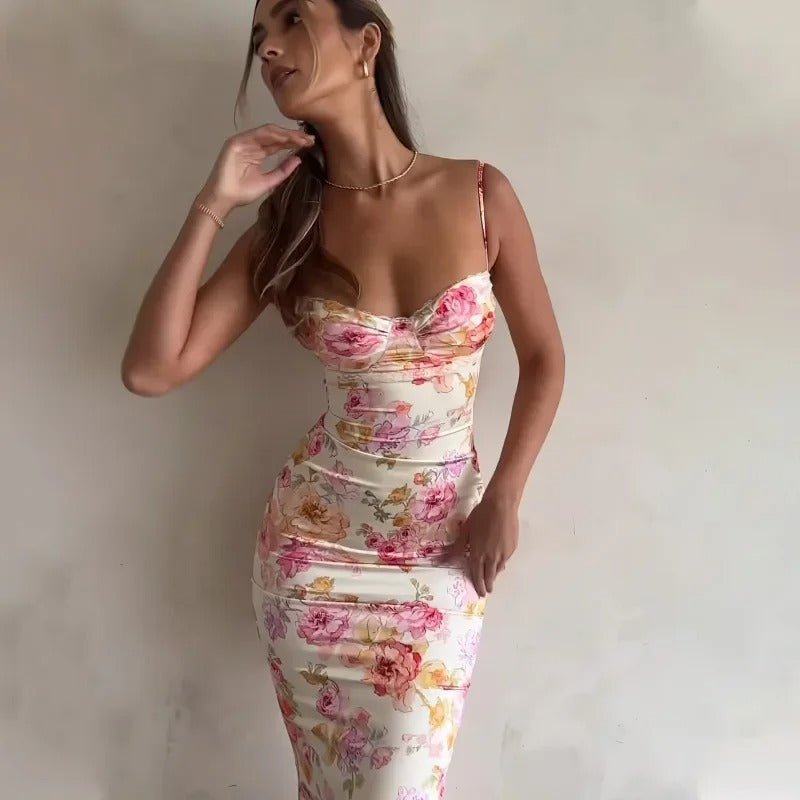 Image of Dames Bloemen Bodycon Midi Jurk