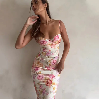 Image of Dames Bloemen Bodycon Midi Jurk