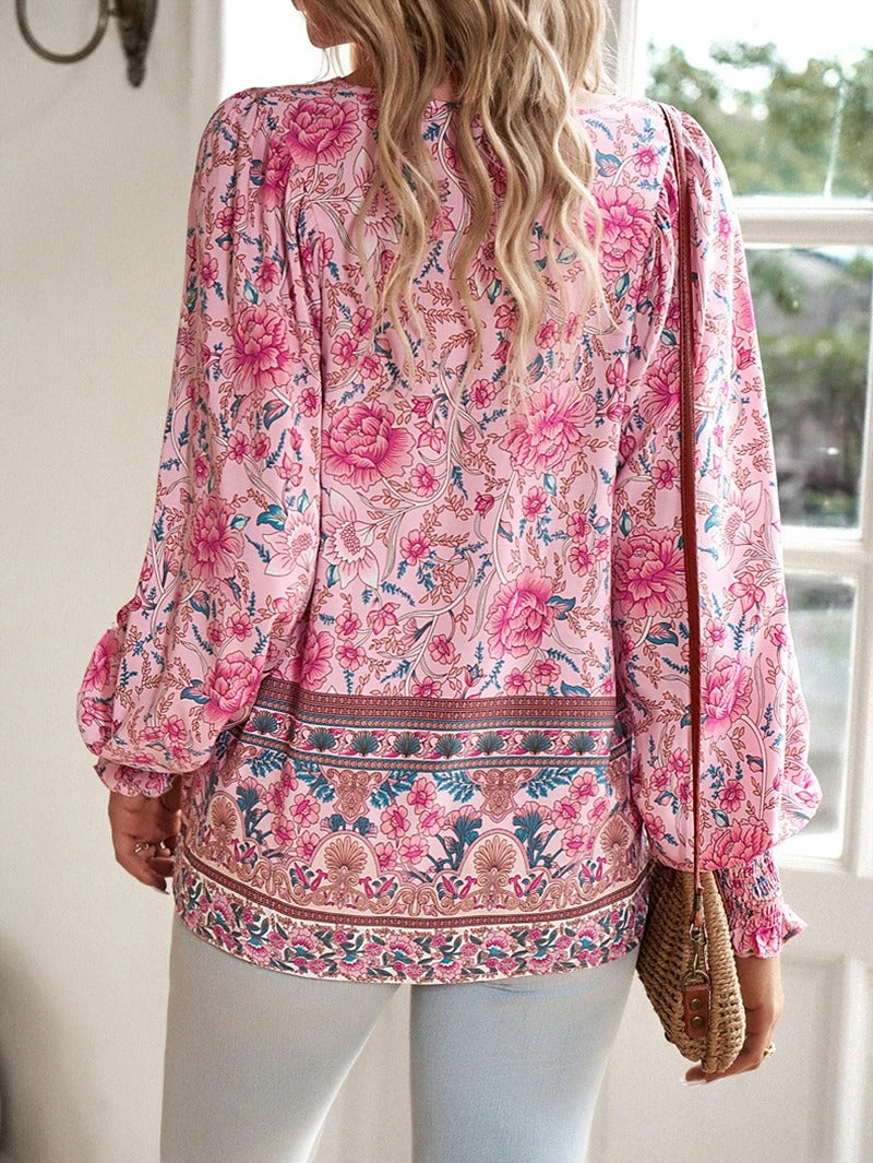 Image of Dames Bloemen Lange Mouw Blouse