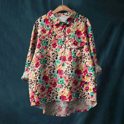 Image of Dames Bloemen Lange Mouw Shirt