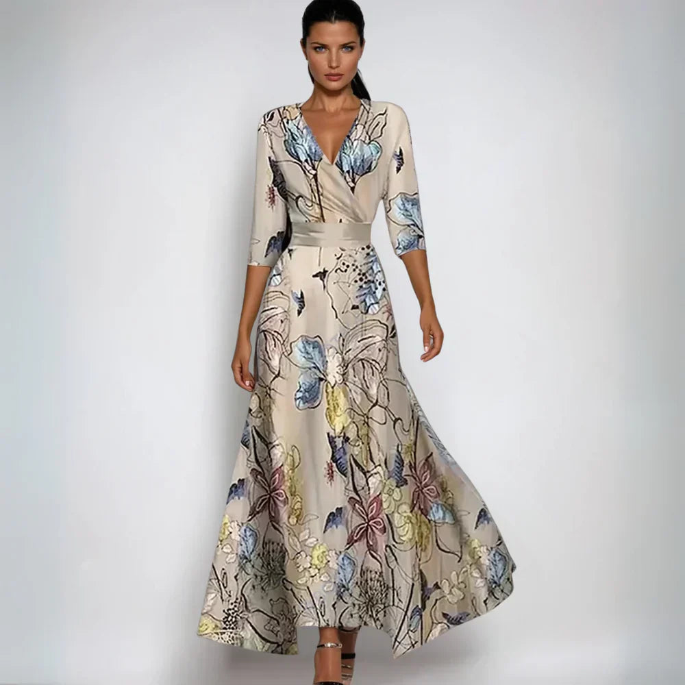 Image of Dames Bloemen Maxi-wikkeljurk