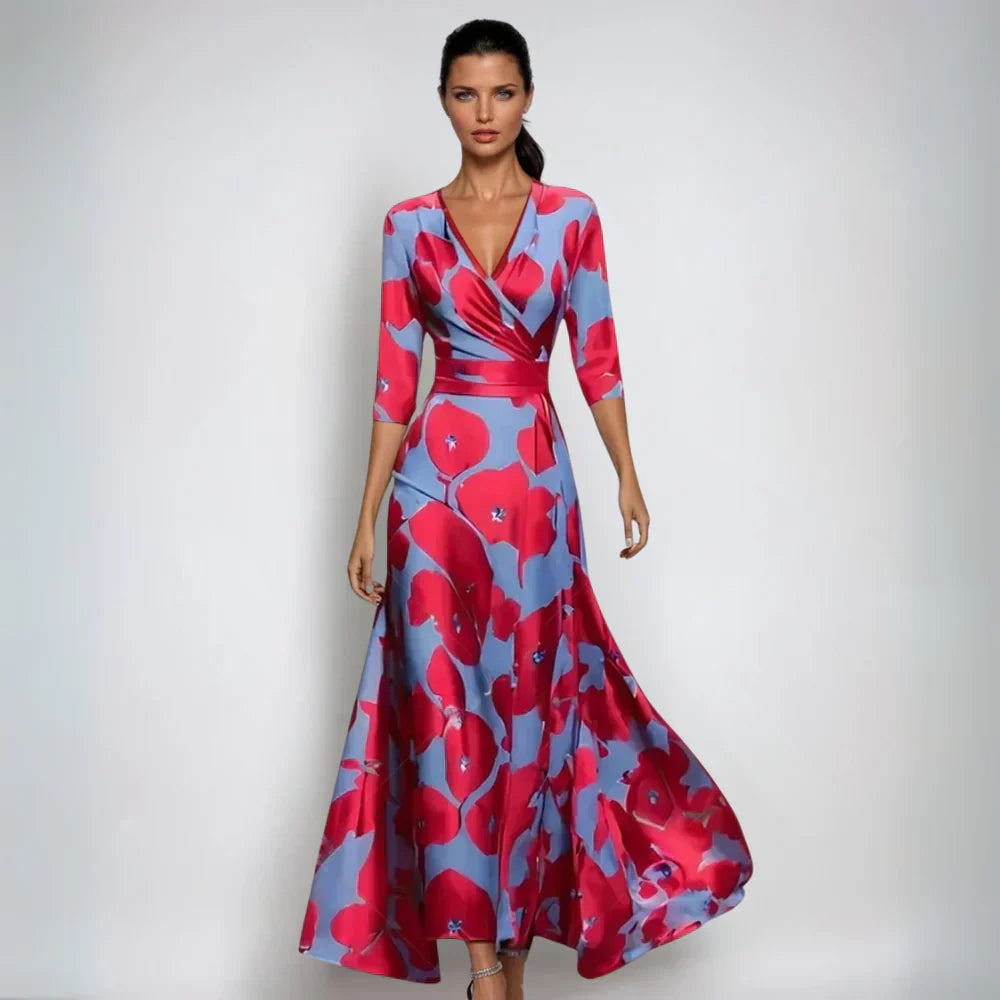 Image of Dames Bloemen Maxi-wikkeljurk