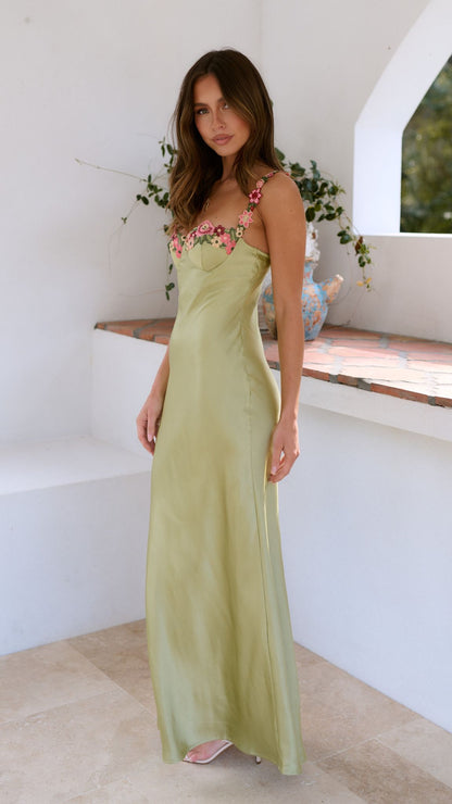 Image of Dames Bloemen Spaghetti Bandjes Midi Slip Dress