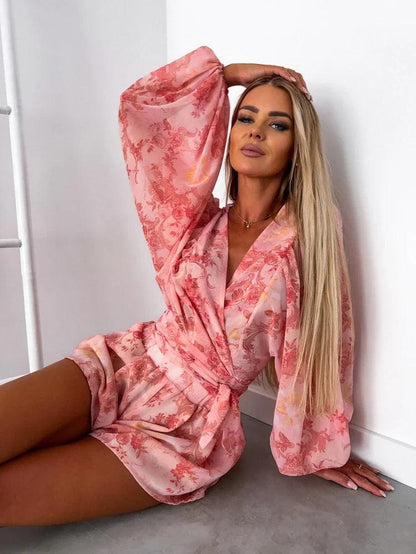 Image of Dames Bloemen Wrap Mini Jurk