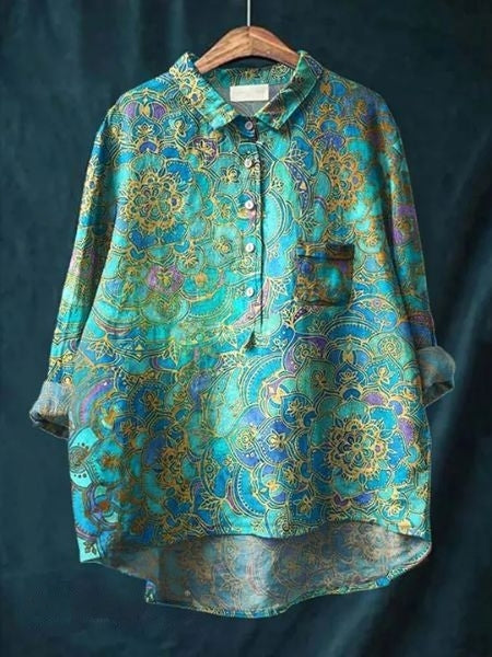 Image of Dames Bloemenprint Blouse met Knoopsluiting