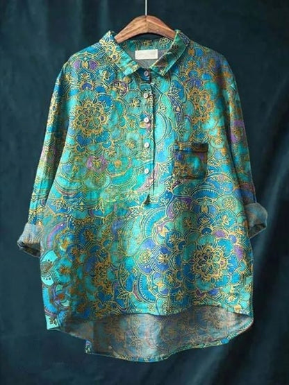 Image of Dames Bloemenprint Blouse met Knoopsluiting