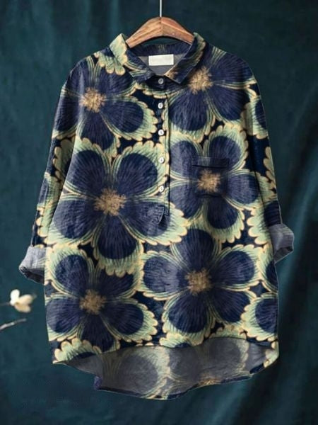 Image of Dames Bloemenprint Blouse met Knoopsluiting
