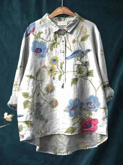 Image of Dames Bloemenprint Blouse met Knoopsluiting