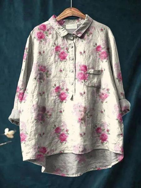 Image of Dames Bloemenprint Blouse met Knoopsluiting