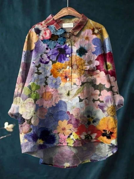 Image of Dames Bloemenprint Blouse met Knoopsluiting