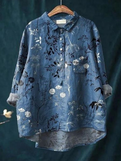 Image of Dames Bloemenprint Blouse met Knoopsluiting