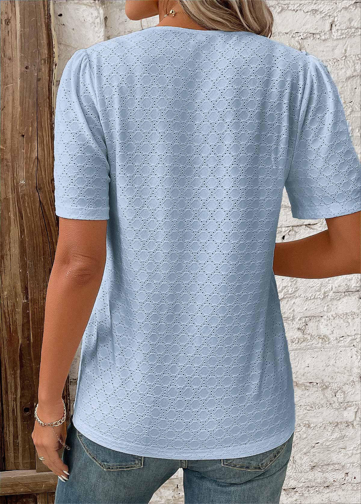 Image of Dames Blouse met Korte Mouwen en Knoopsluiting