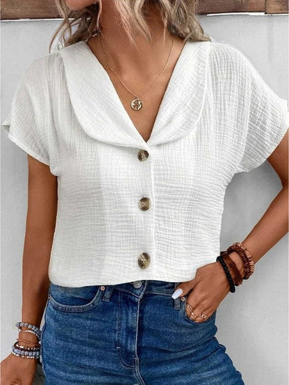 Image of Dames Button-Down Blouse met Textuur