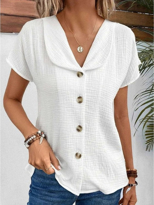 Image of Dames Button-Down Blouse met Textuur