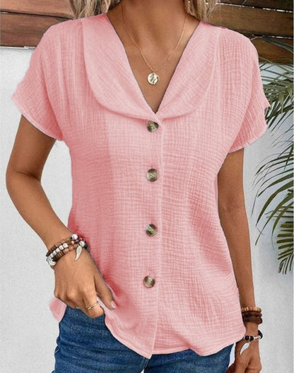 Image of Dames Button-Down Blouse met Textuur