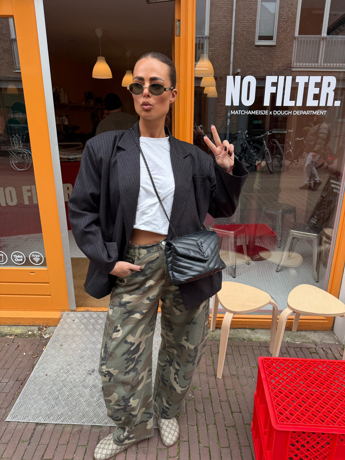 Dames camouflage cargojeans met stretch taille en regular fit - Casual cargobroek voor elke dag