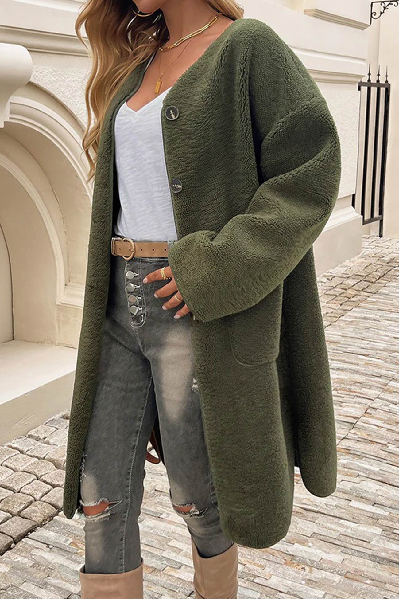 Image of Dames Cardigan met Knopen - Lange Vest