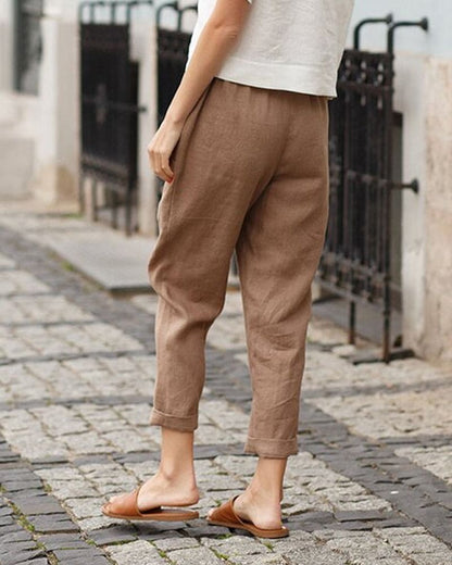 Image of Dames Cropped Broek met Elastische Taille