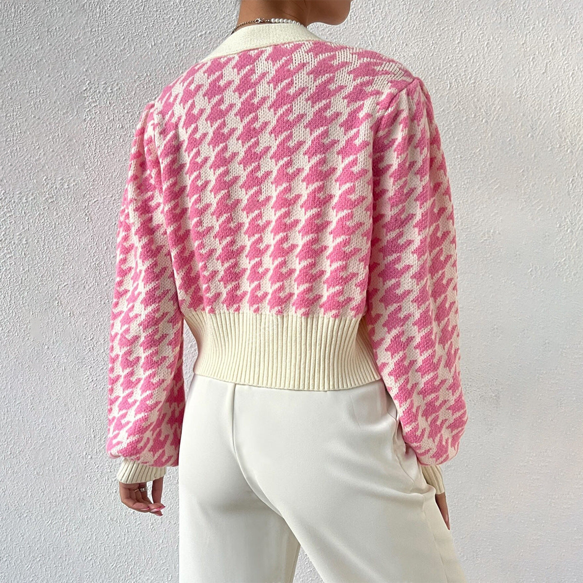 Image of Dames Cropped Houndstooth Vest