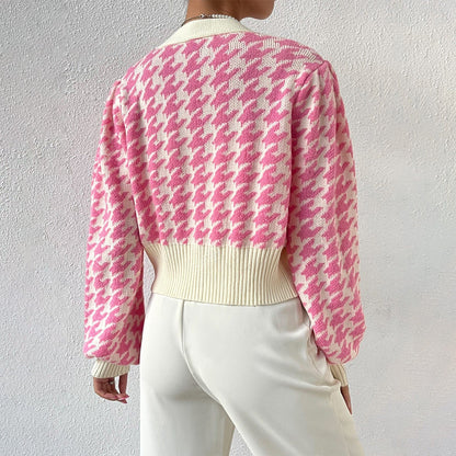 Image of Dames Cropped Houndstooth Vest