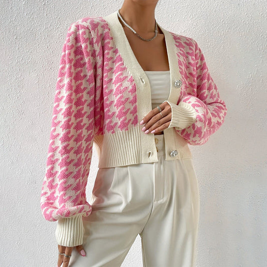 Image of Dames Cropped Houndstooth Vest