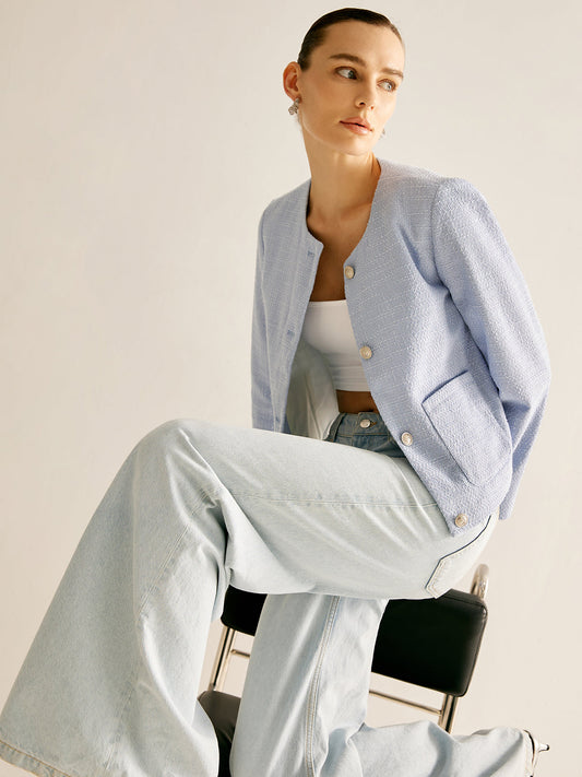 Image of Dames Cropped Jasje zonder Kraag