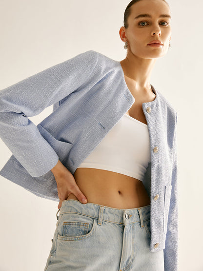 Image of Dames Cropped Jasje zonder Kraag