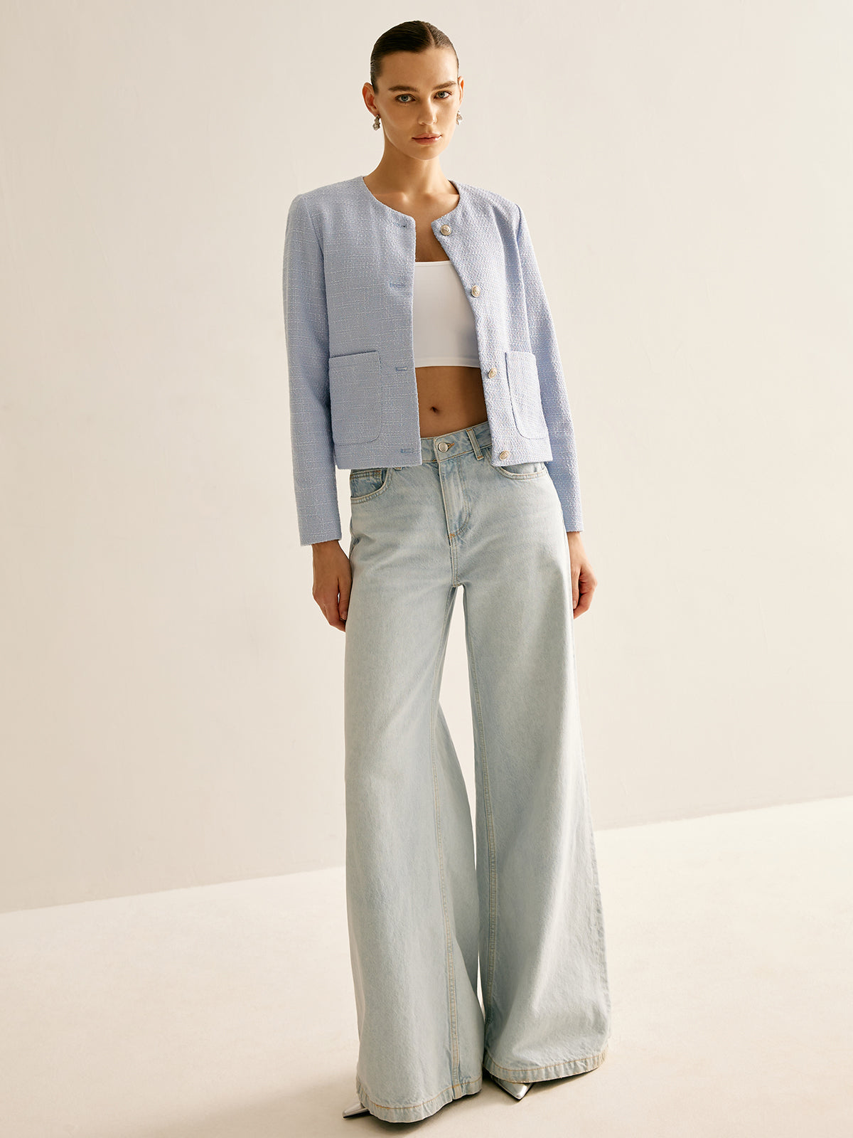 Image of Dames Cropped Jasje zonder Kraag