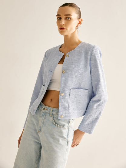 Image of Dames Cropped Jasje zonder Kraag