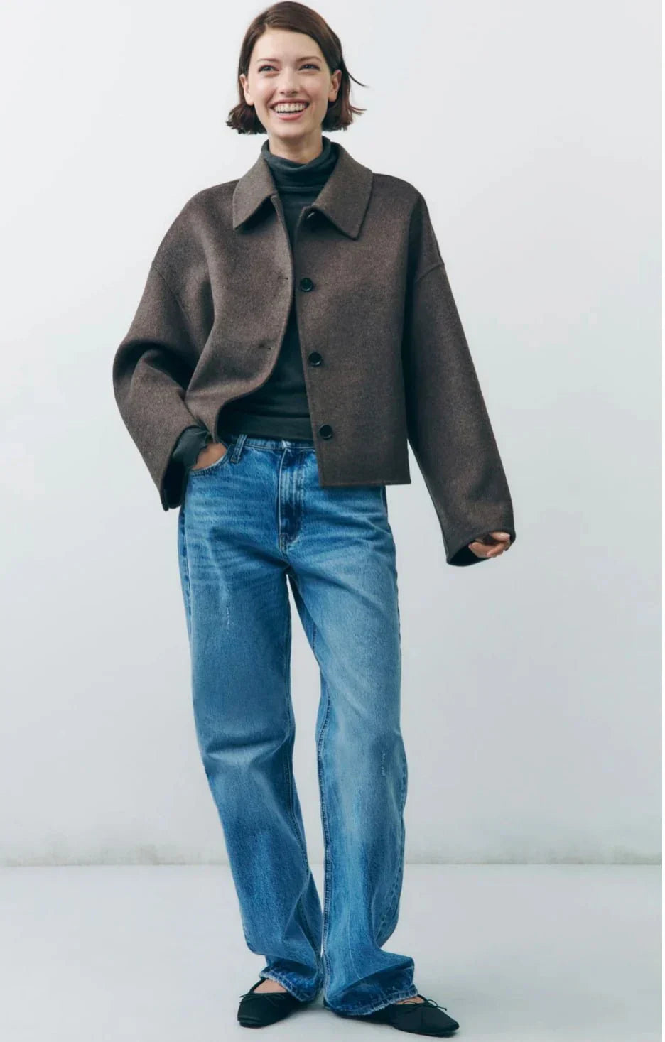 Image of Dames Cropped Oversized Jas