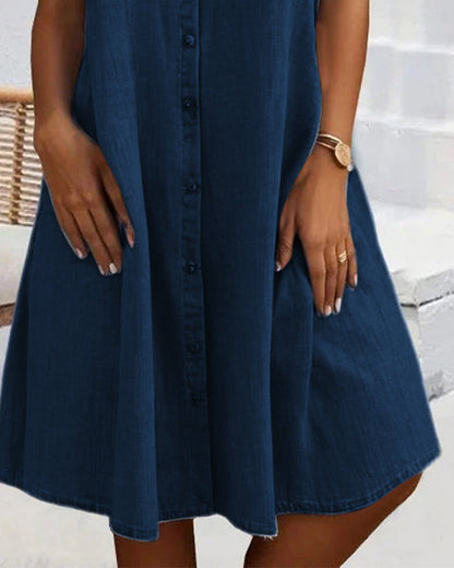 Image of Dames Denim Blousejurk met Knoopsluiting