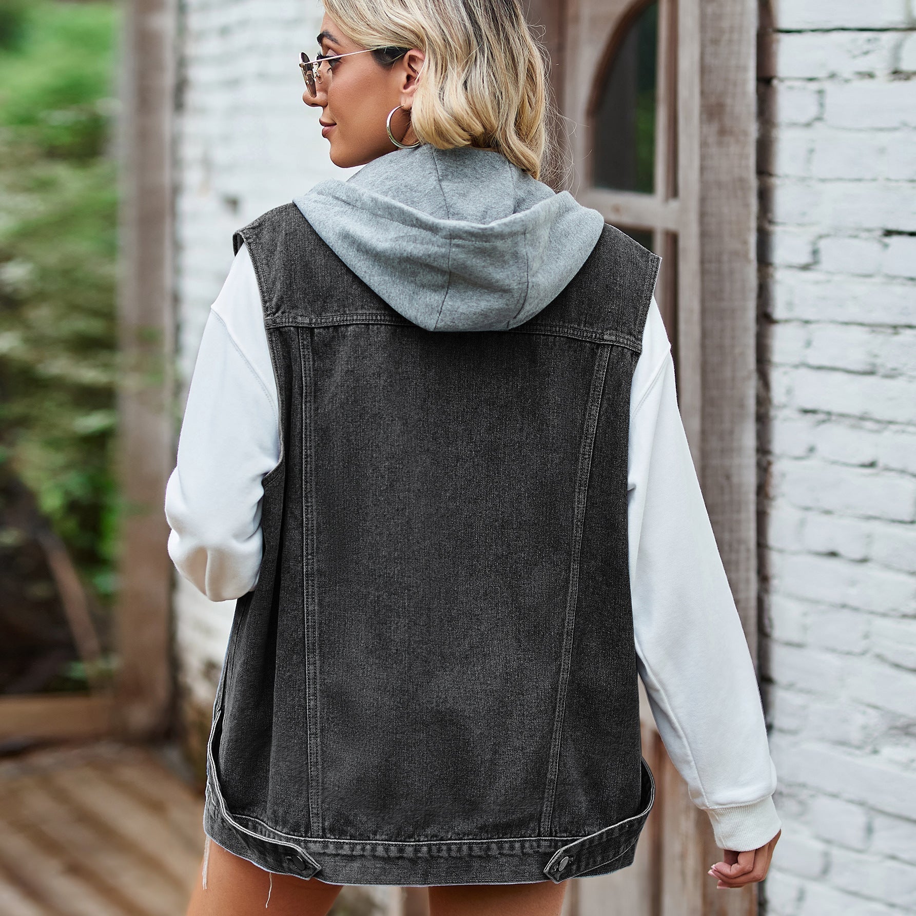 Image of Dames Denim Vest Jas met Zakken