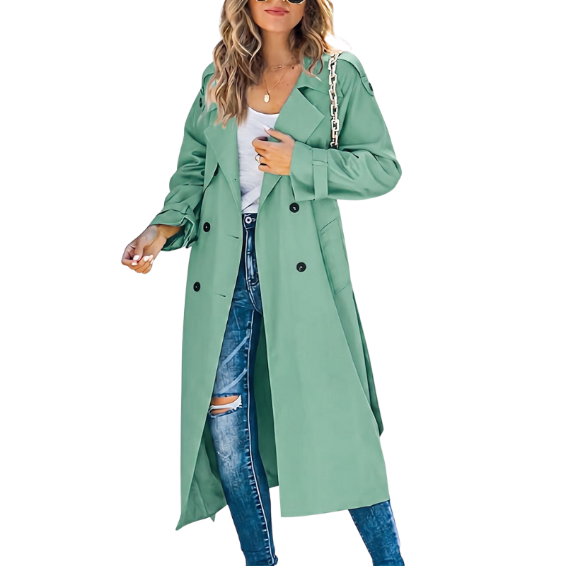Dames Double-Breasted Lange Trenchcoat - Image 1