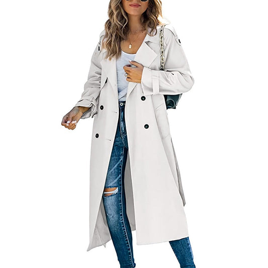 Image of Dames Double-Breasted Lange Trenchcoat