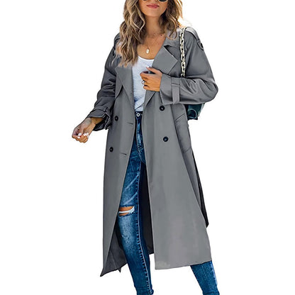 Image of Dames Double-Breasted Lange Trenchcoat