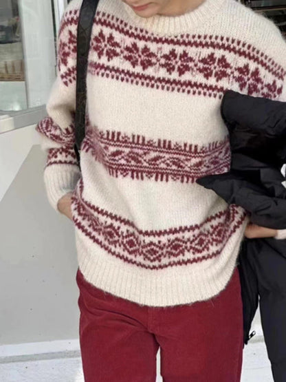 Image of Dames Fair Isle Trui met Ronde Hals